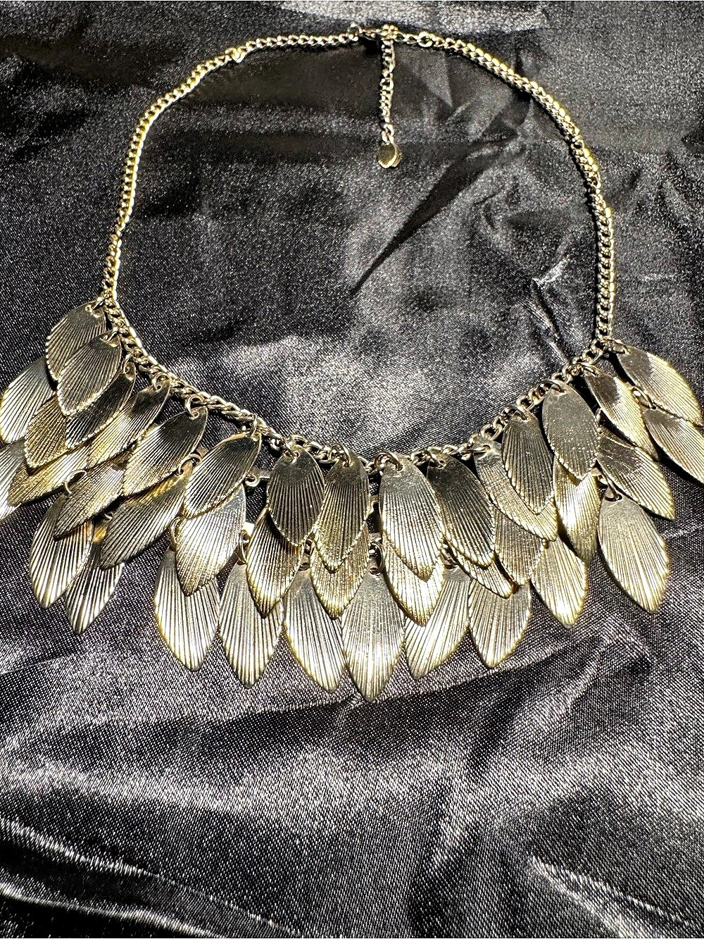 Pre loved Gold-Tone Layered Leaf Statement Necklace